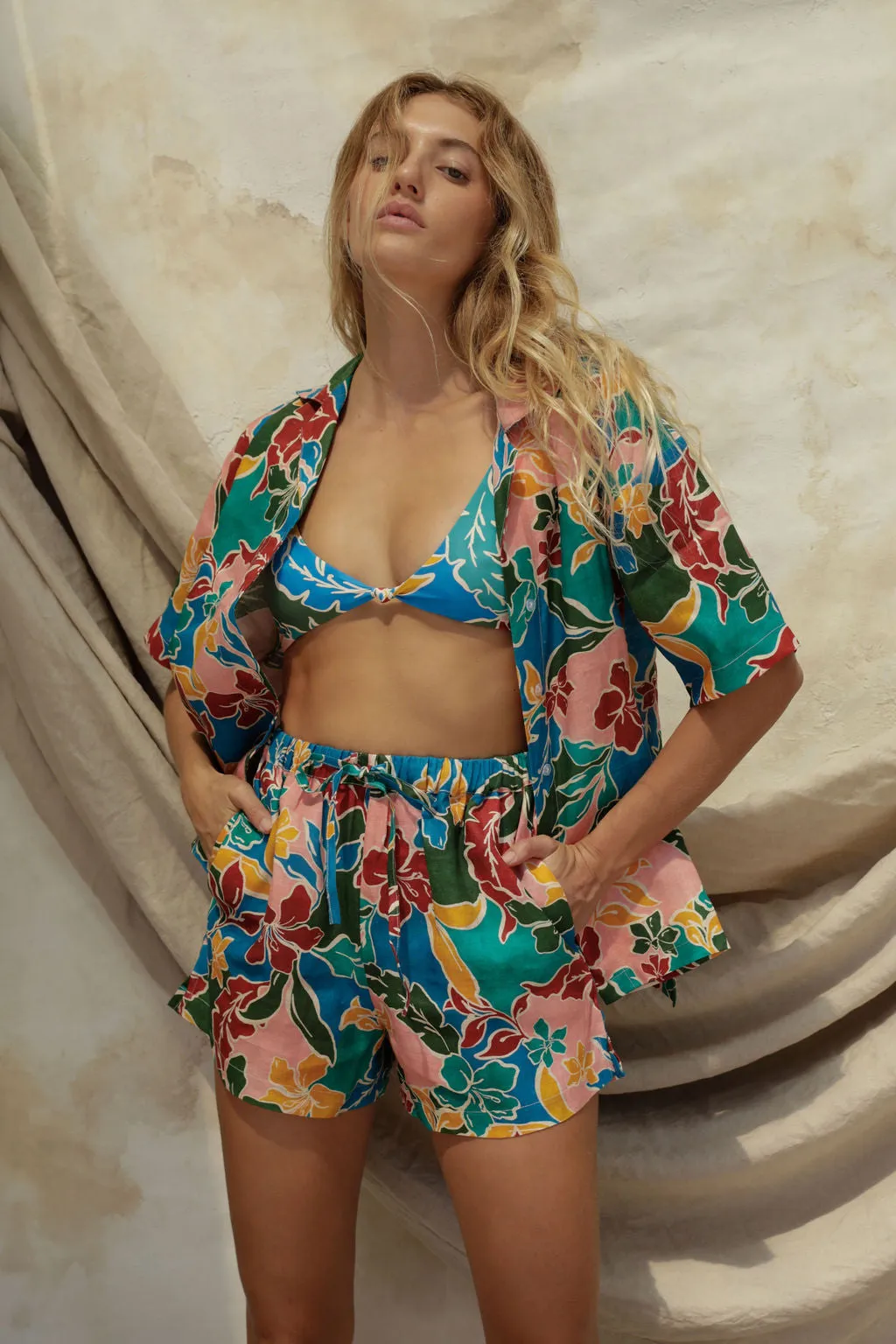 Zenni Linen Shirt - Fiesta Floral sold by Stone Fox Swim product image thumbnail 5