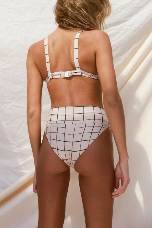 Taj Bikini Bottom - Sand Plaid Print sold by Stone Fox Swim