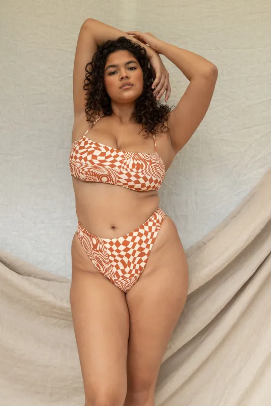 Bliss Bikini Top - Caramel Check Print sold by Stone Fox Swim