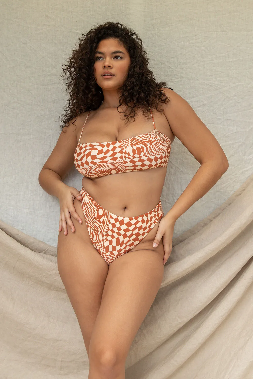 Sumatra Bikini Bottom - Caramel Check Print sold by Stone Fox Swim product image thumbnail 2