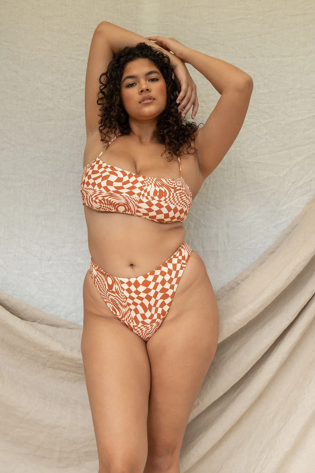 Sumatra Bikini Bottom - Caramel Check Print sold by Stone Fox Swim product image thumbnail 3