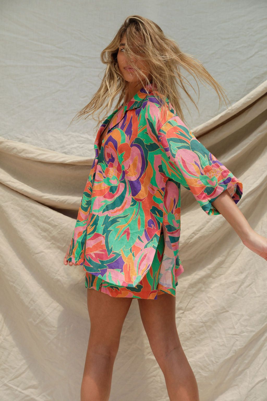 Melba Linen Short - Stained Glass Print sold by Stone Fox Swim product image thumbnail 5