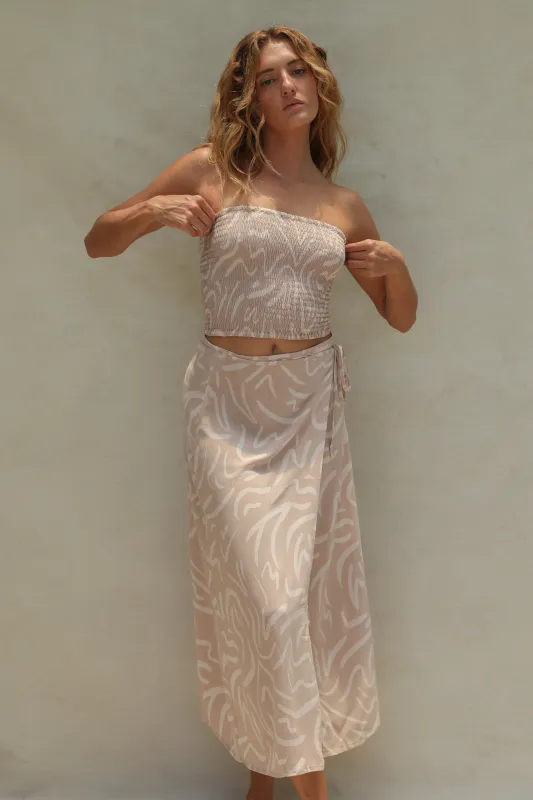 Flora Smocked Tube Top - Shifting Sand made by Stone Fox Swim