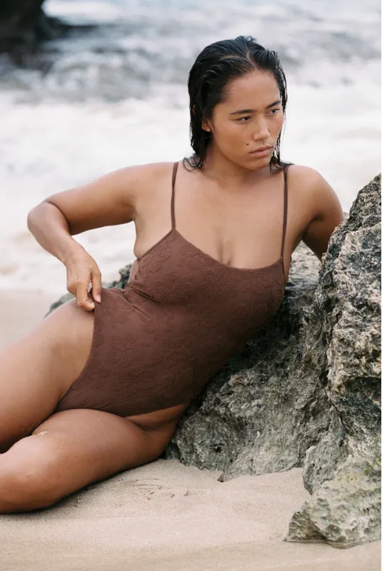 Tahlia One Piece Swimsuit - Coconut Oil Hibiscus Toweling made by Stone Fox Swim