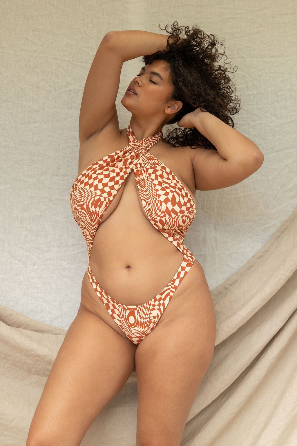 Azalea One Piece Swimsuit - Caramel Check Print sold by Stone Fox Swim product image thumbnail 2