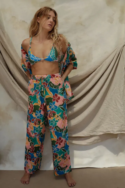 Gita Linen Pant - Fiesta Floral sold by Stone Fox Swim
