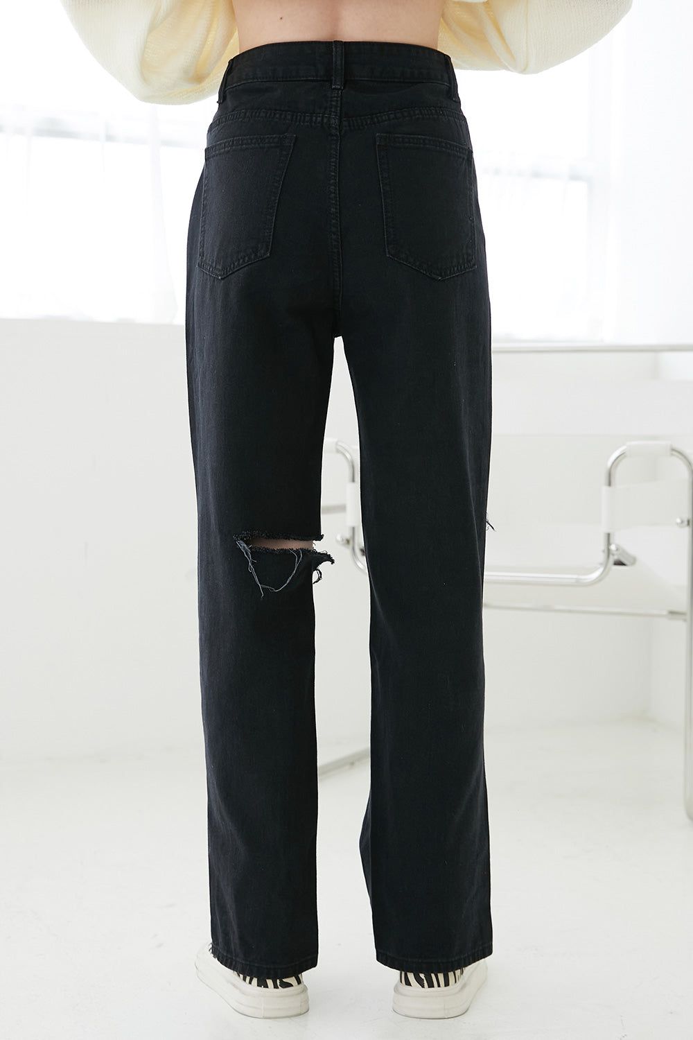Ava Wide Leg Cutout Jeans in Black sold by storets product image thumbnail 6