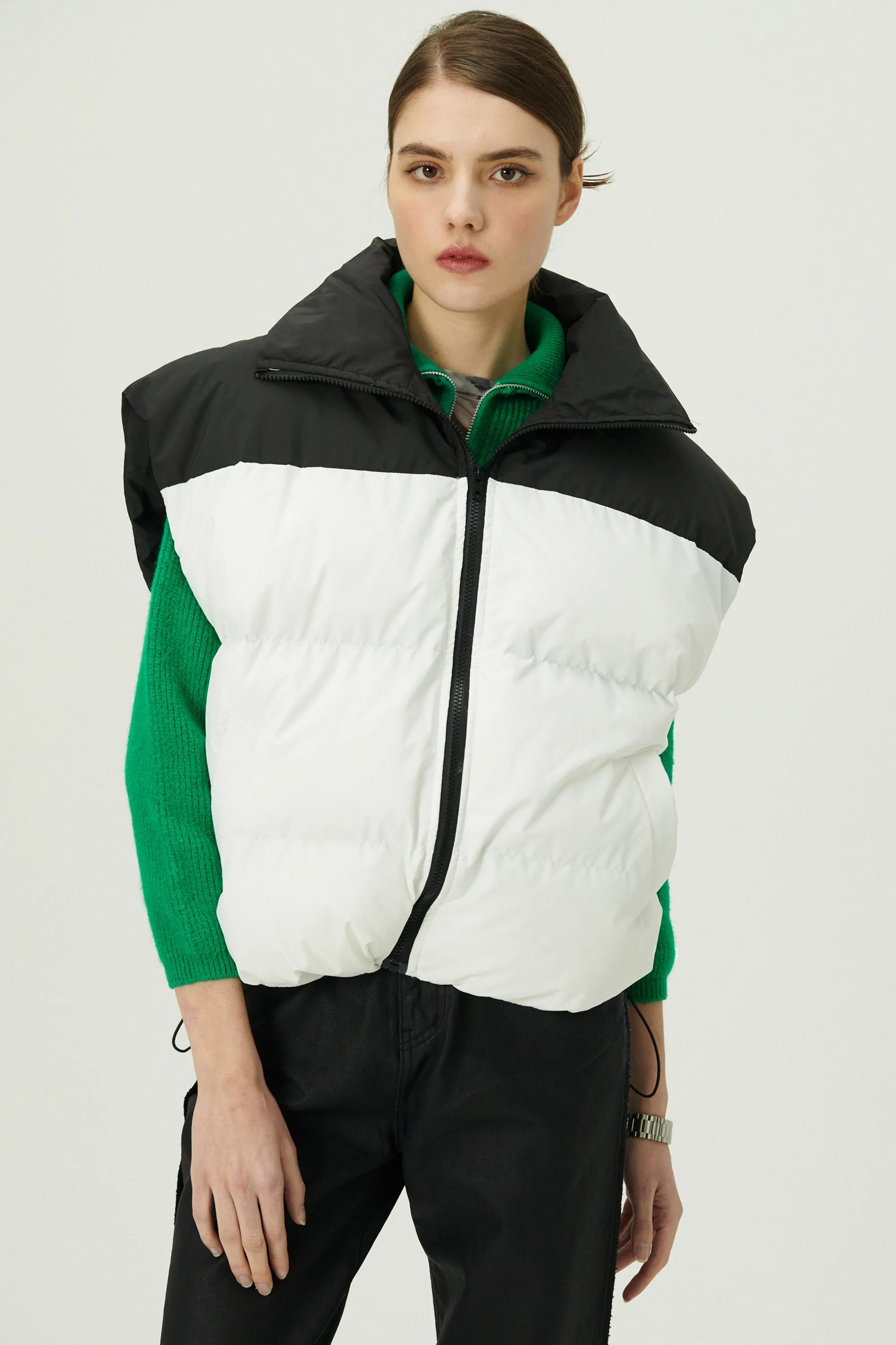 Claudia Color Block Puffer Vest sold by storets
