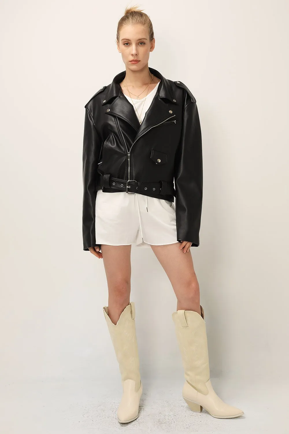 Emma Pleather Rider Jacket sold by storets product image thumbnail 5