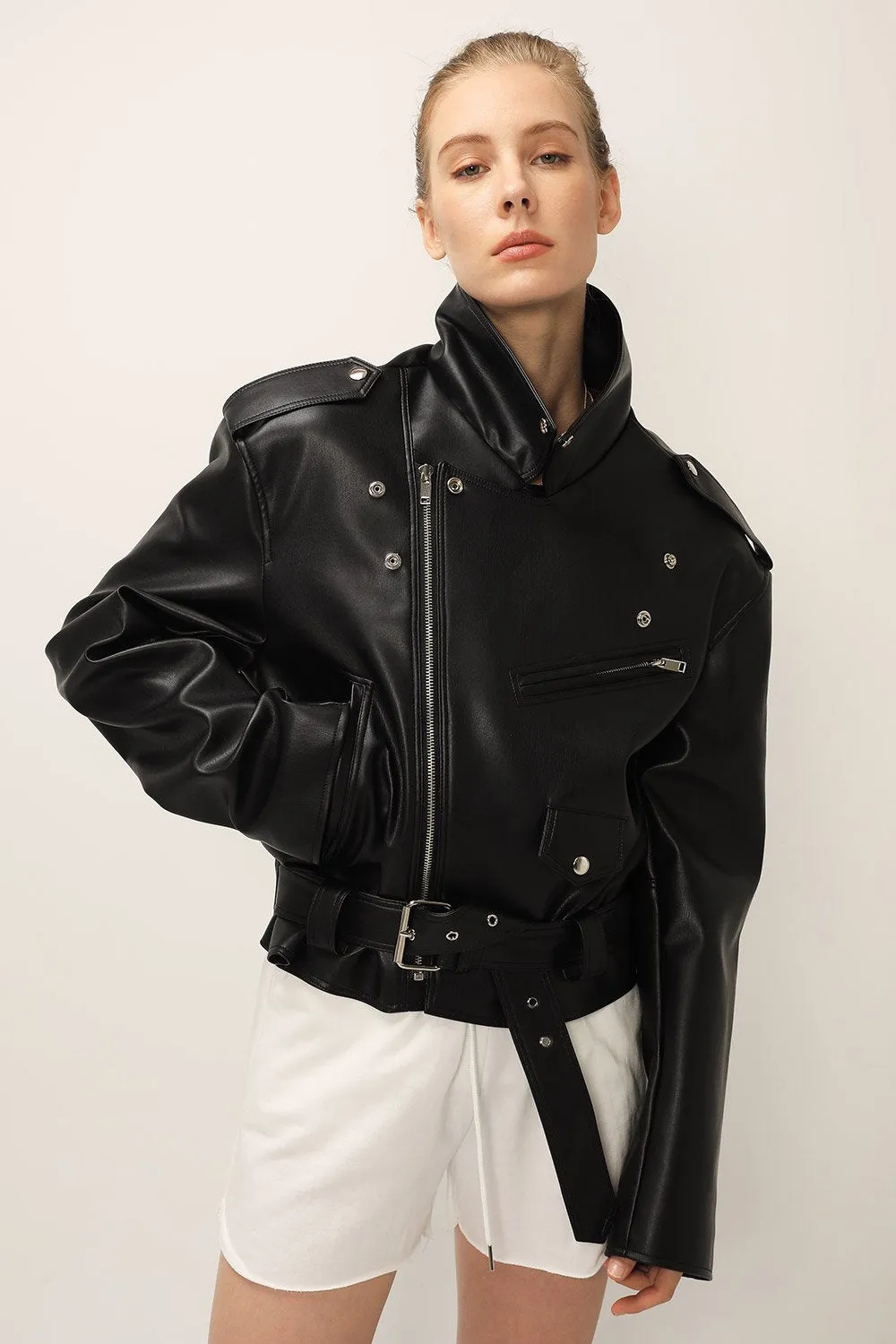 Emma Pleather Rider Jacket sold by storets product image thumbnail 2