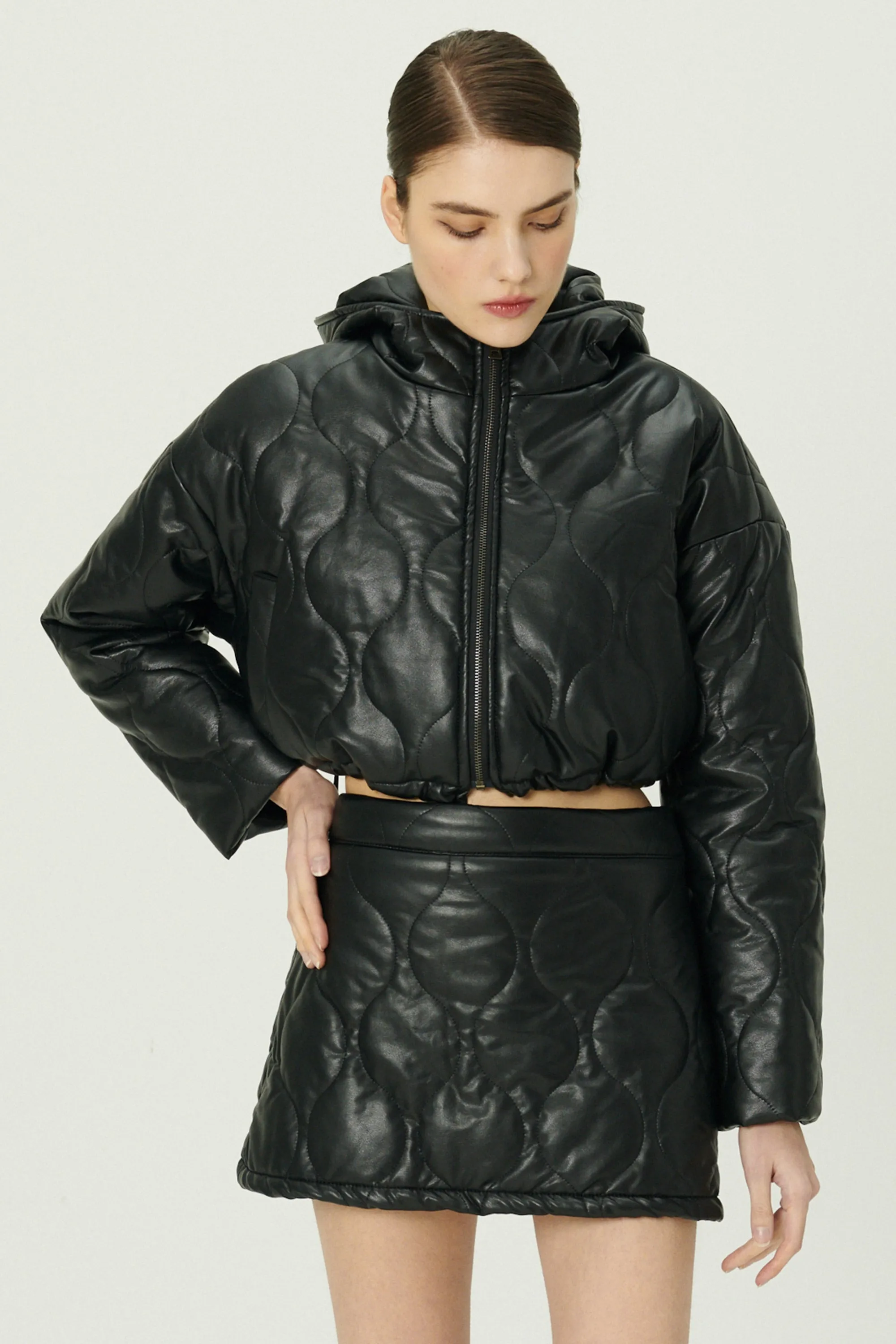 Anina Pleather Quilted Jacket sold by storets product image thumbnail 2