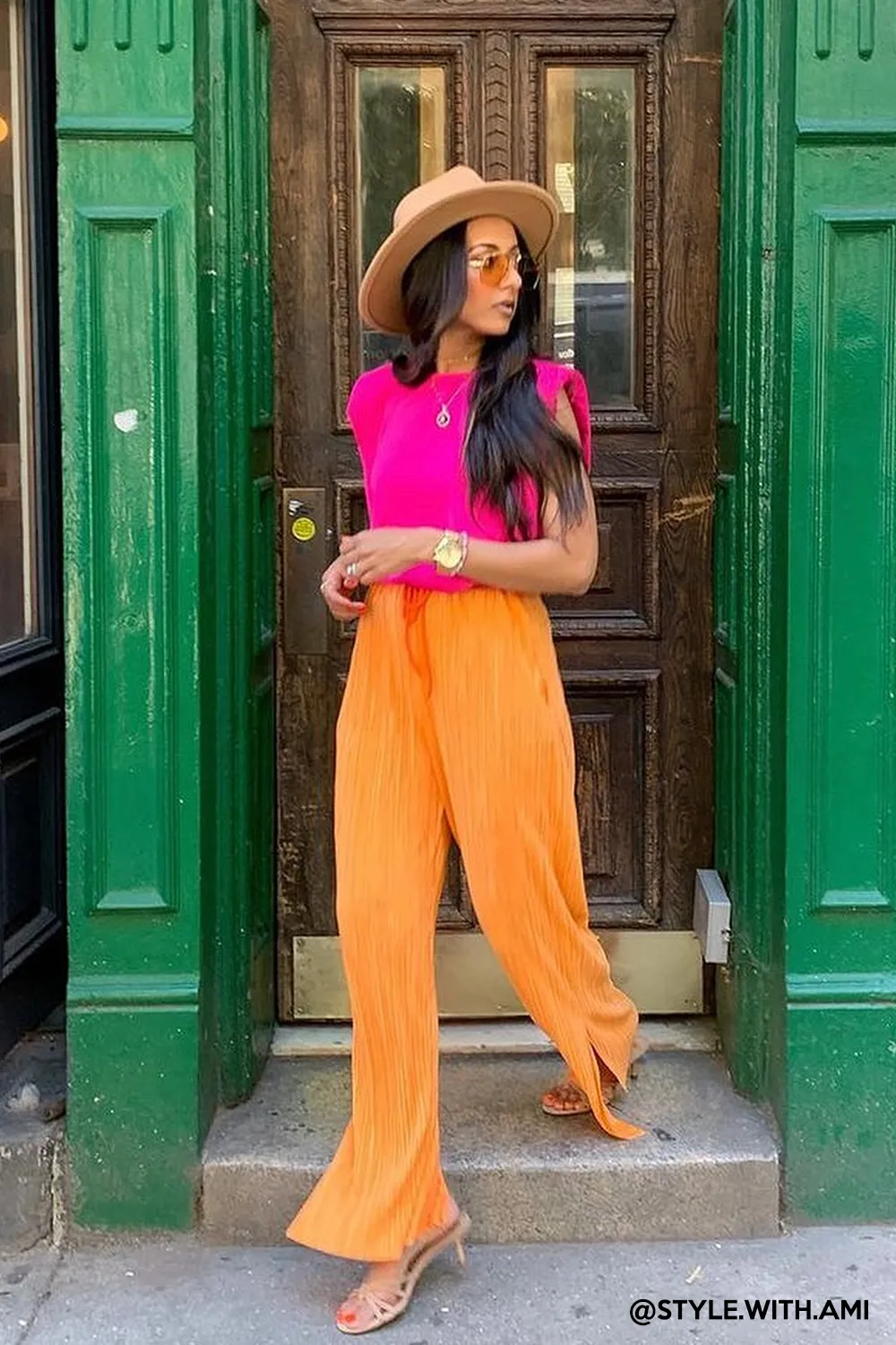 Peyton Crinkled Pleated Pants sold by storets