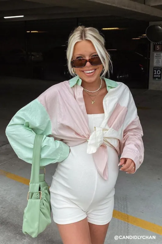 Kelly Color Block BoyFriend Shirt sold by storets