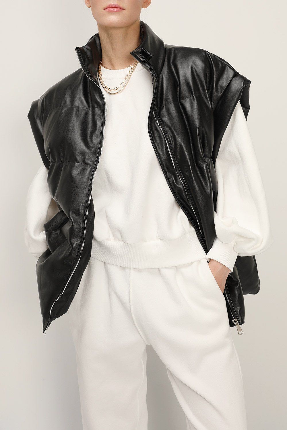 Destiny Pleather Puffer Vest sold by storets product image thumbnail 3