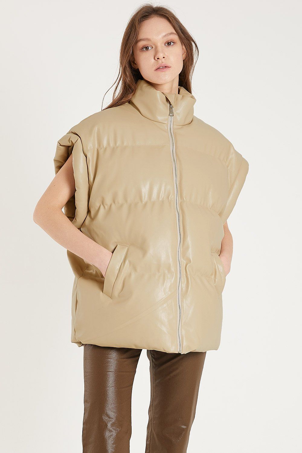 Destiny Pleather Puffer Vest sold by storets product image thumbnail 2