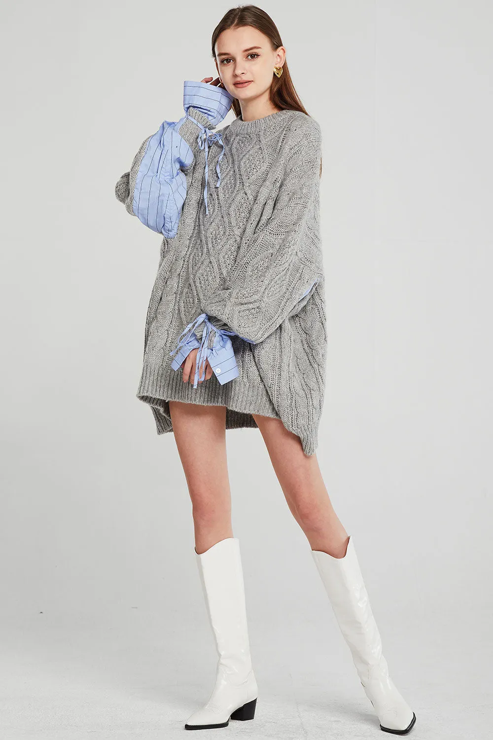 Sadie Shirt Combo Knit Pullover sold by storets product image thumbnail 5