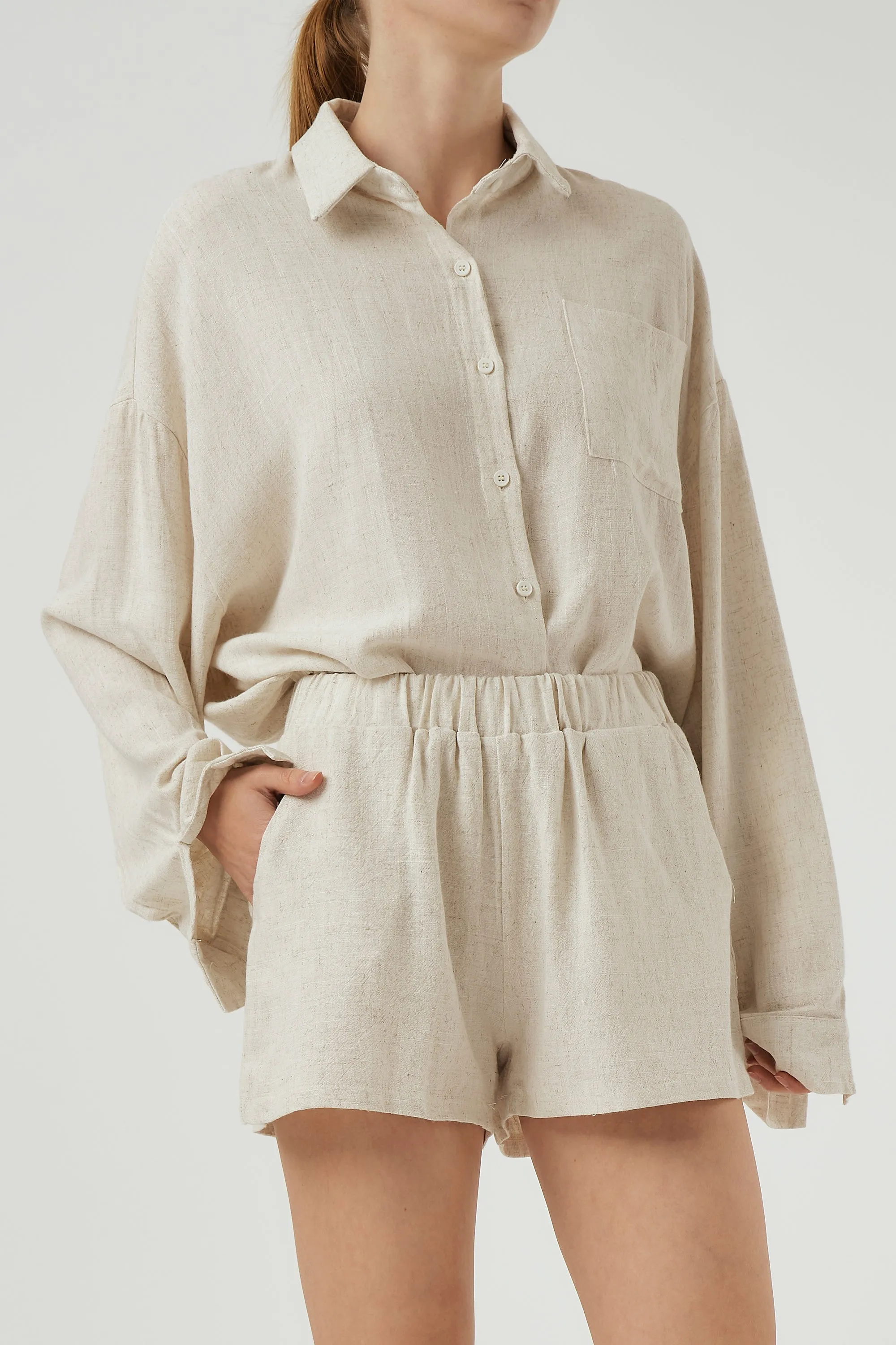 Izzy Linen Shirt & Shorts Set sold by storets product image thumbnail 2