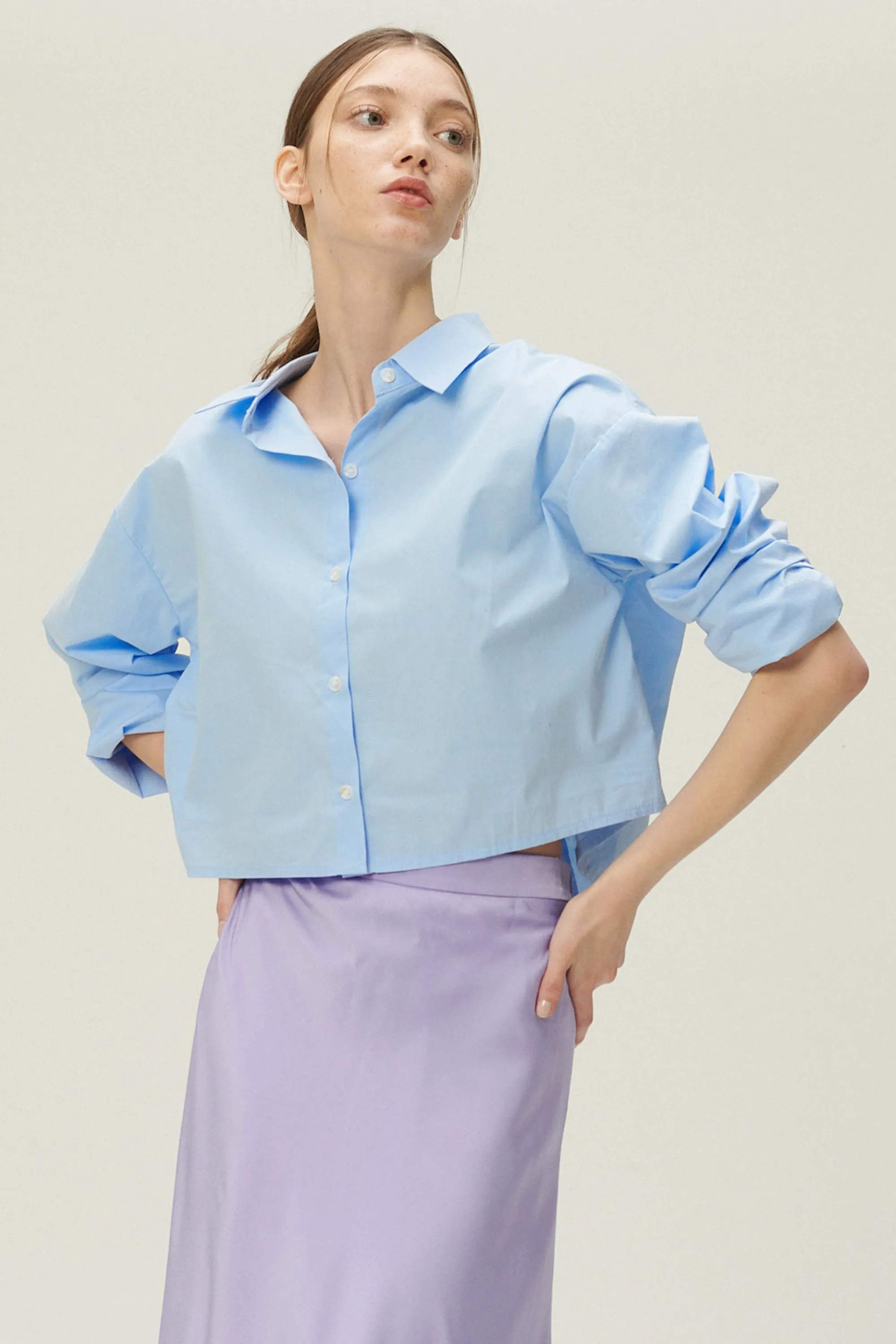 Lucy Open Back Crop Shirt sold by storets product image thumbnail 3