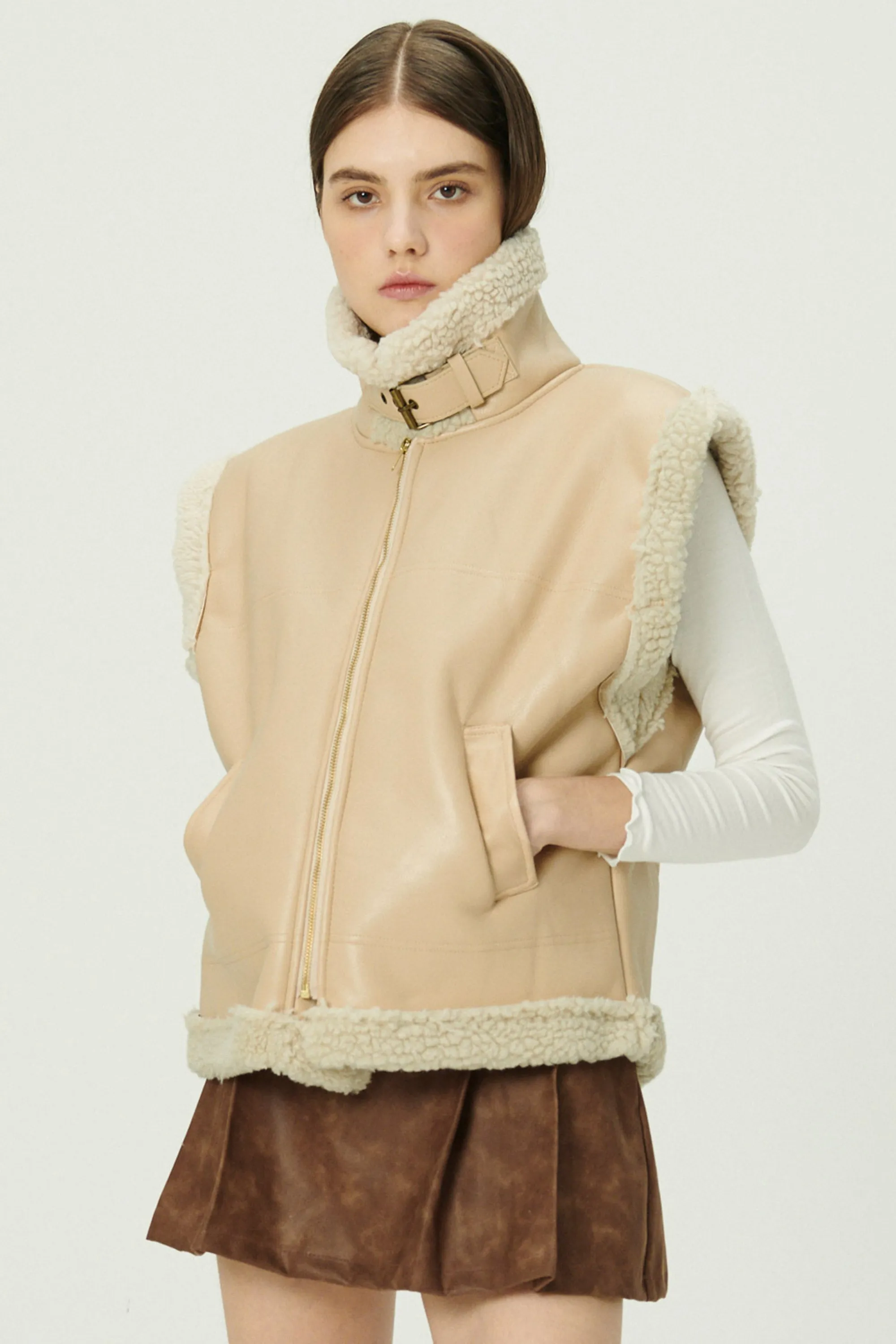 Daniela Pleather Shearling Vest sold by storets product image thumbnail 4
