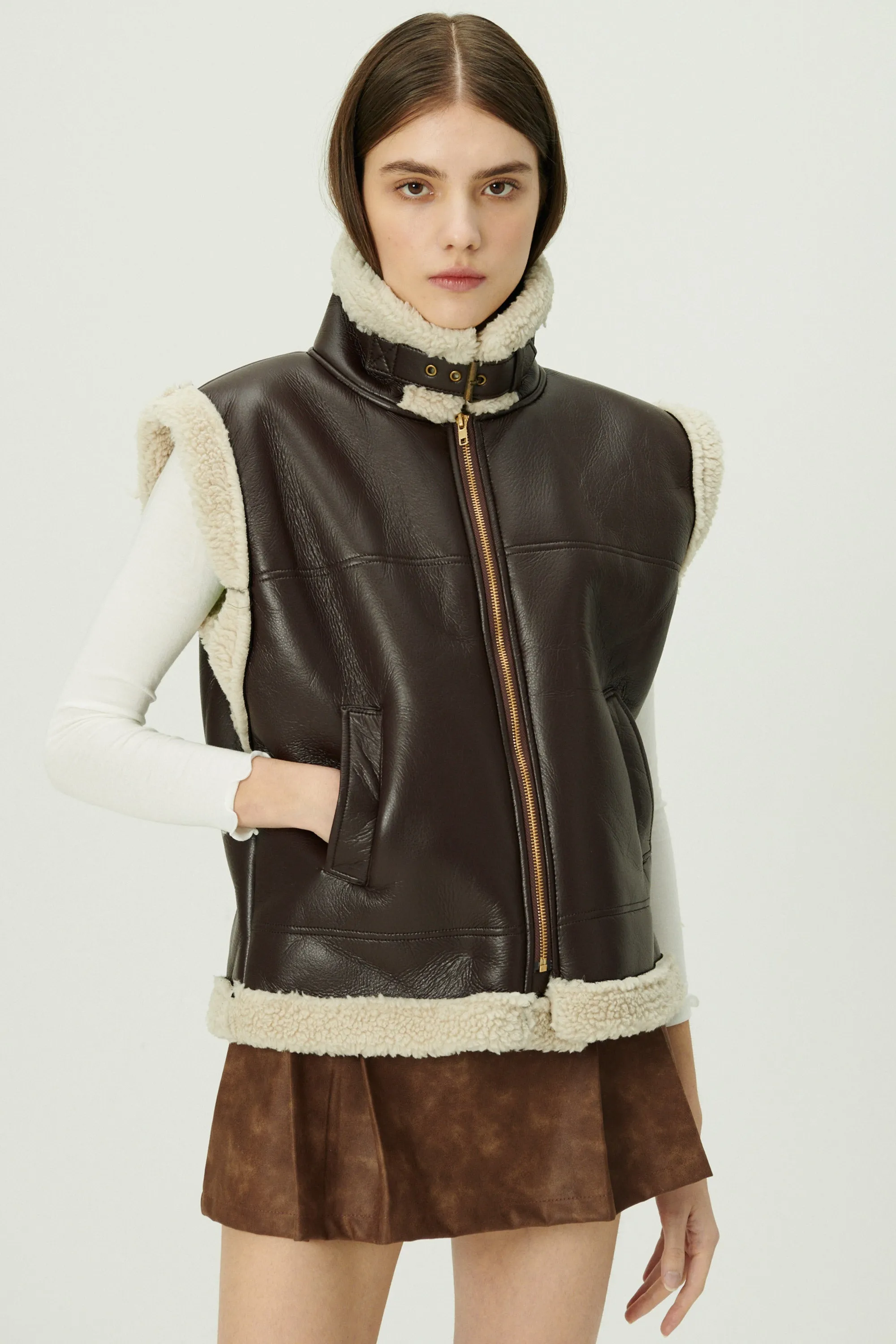 Daniela Pleather Shearling Vest sold by storets product image thumbnail 2