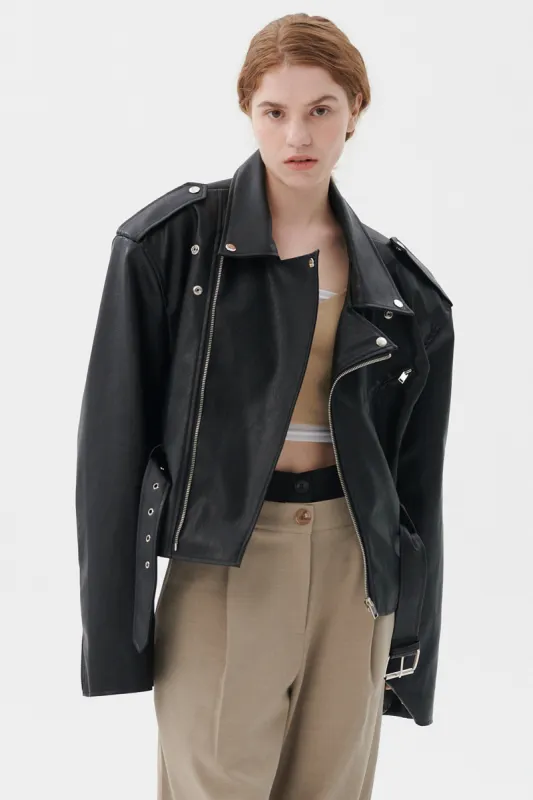 Megan Oversized Rider Jacket sold by storets