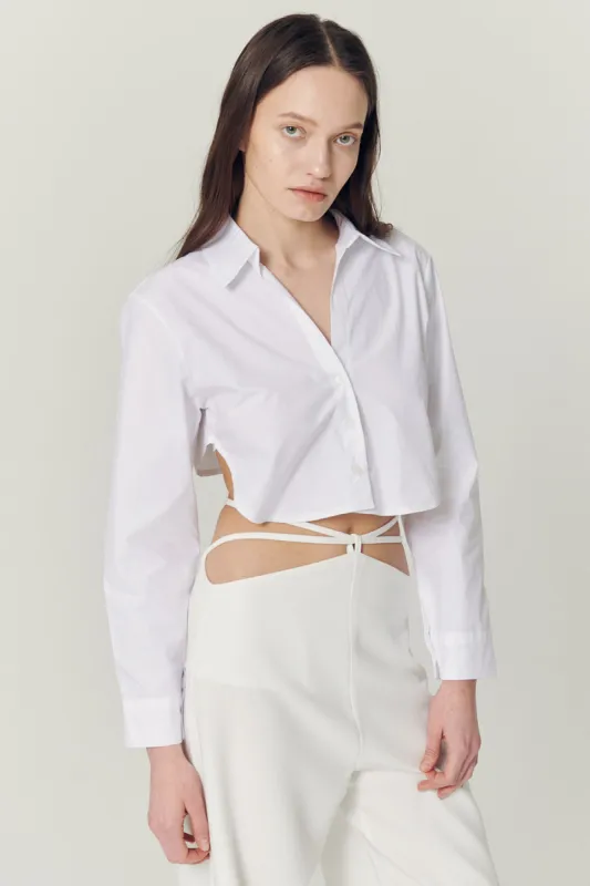 Mila Back String Crop Shirt made by storets