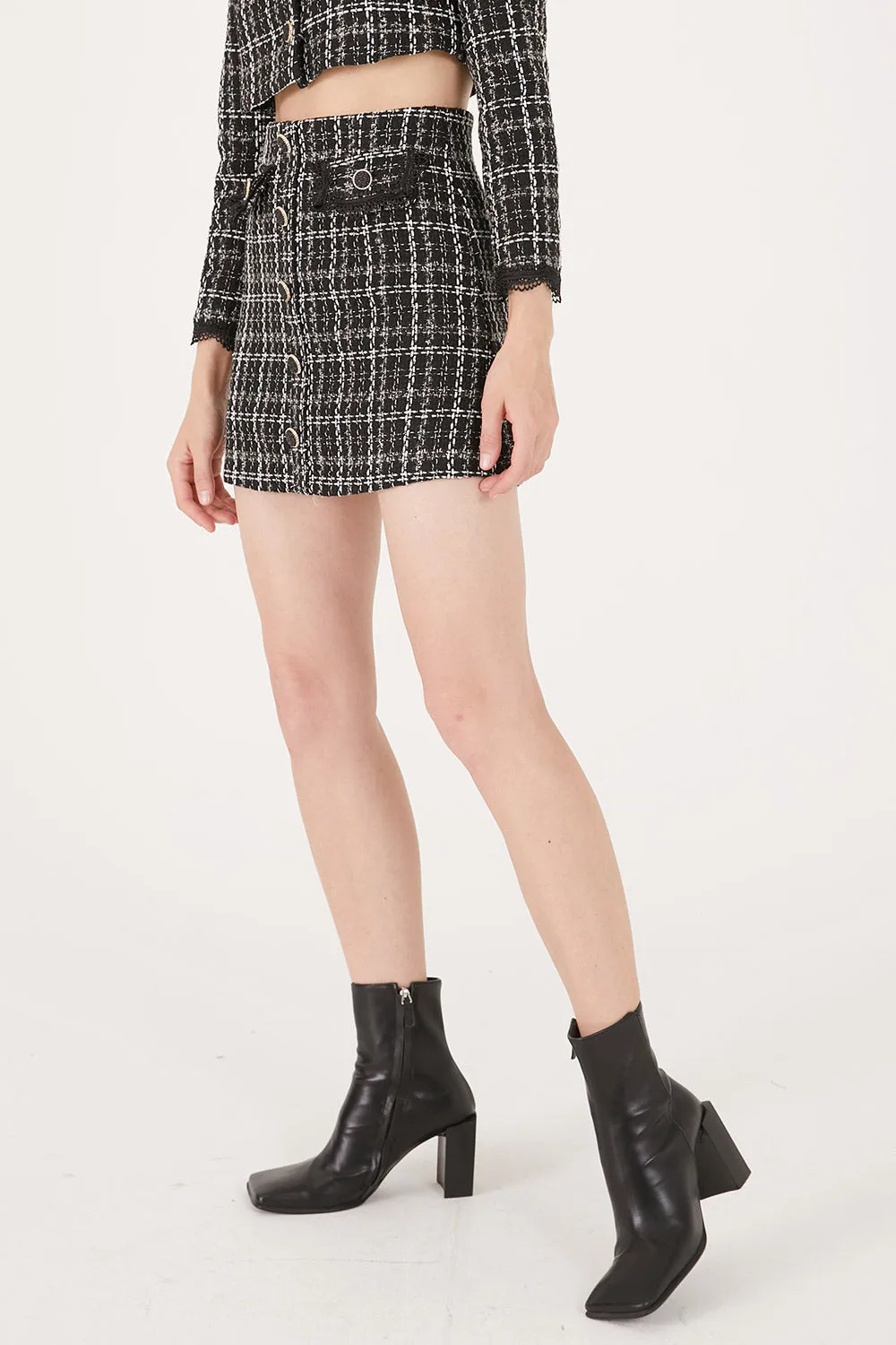 Ayla Tweed Skort w/Lace Inset sold by storets product image thumbnail 4