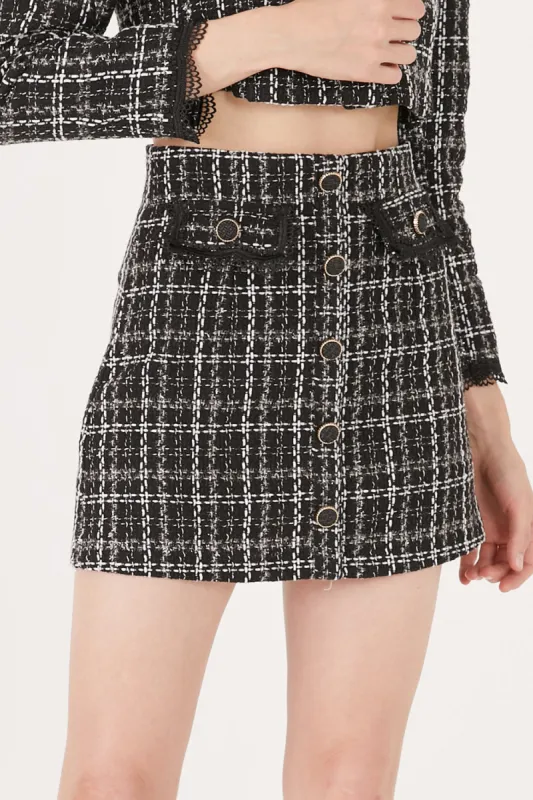 Ayla Tweed Skort w/Lace Inset sold by storets
