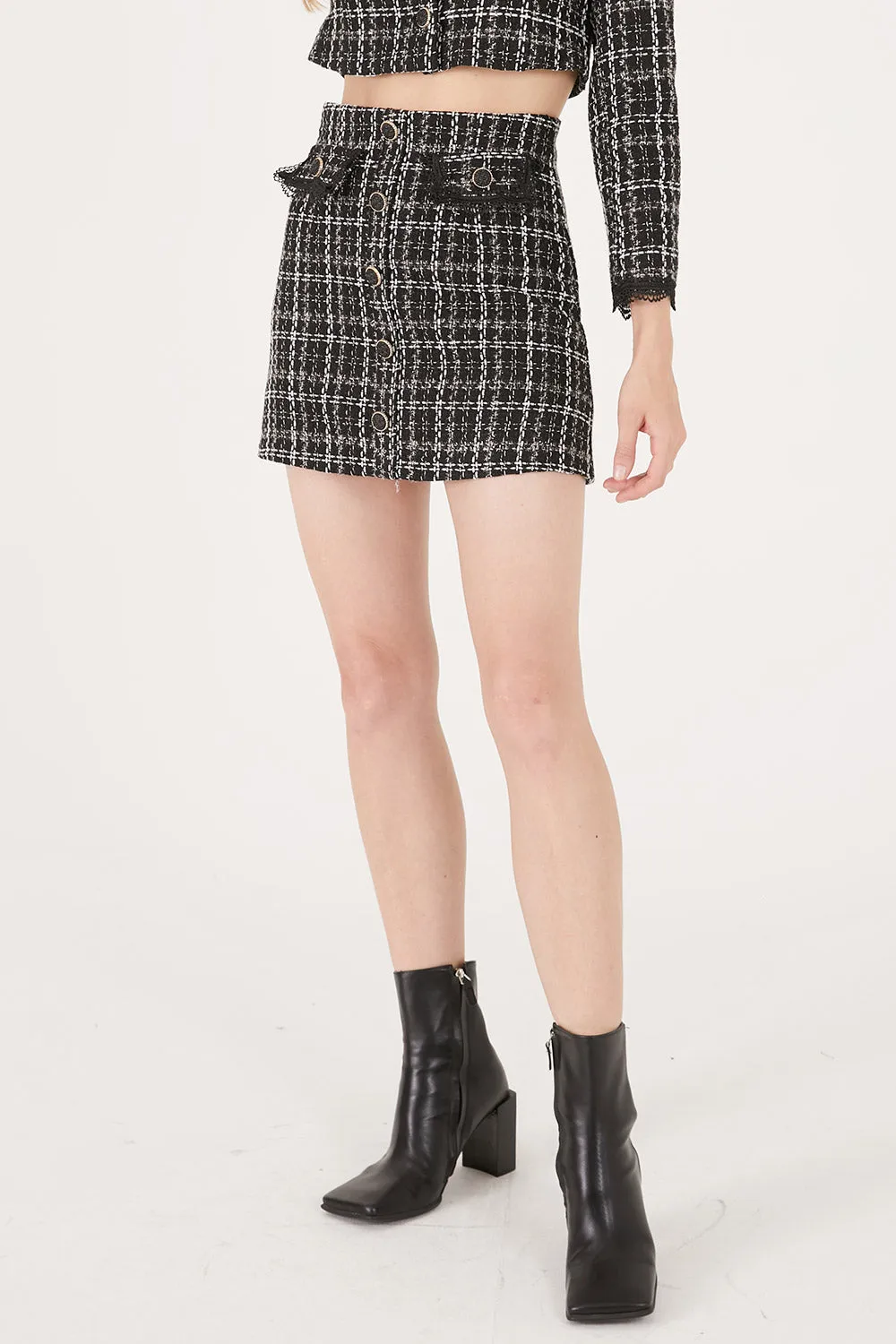 Ayla Tweed Skort w/Lace Inset sold by storets product image thumbnail 3