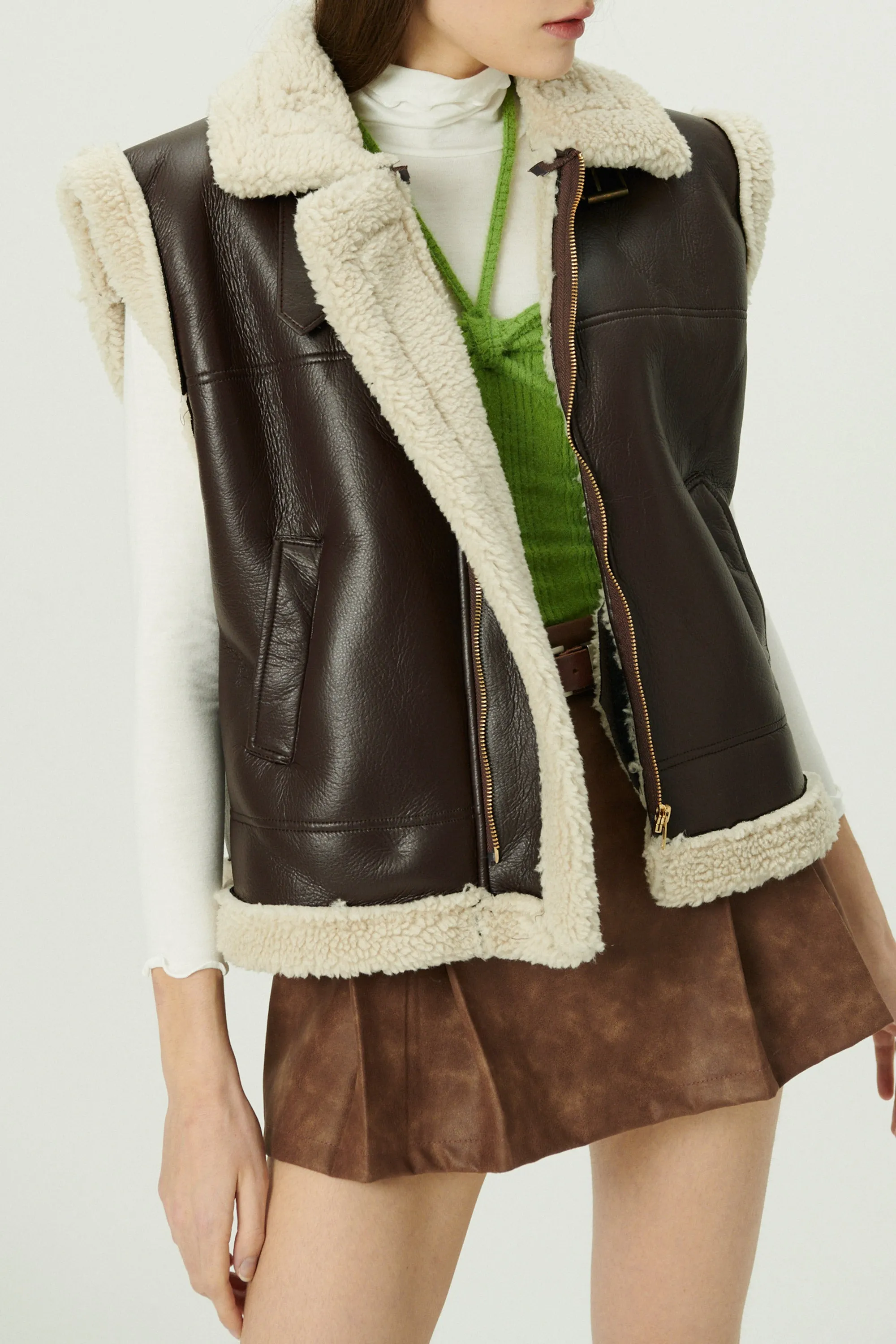 Daniela Pleather Shearling Vest sold by storets product image thumbnail 3