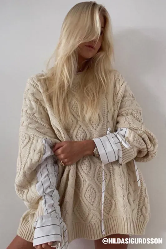 Sadie Shirt Combo Knit Pullover sold by storets