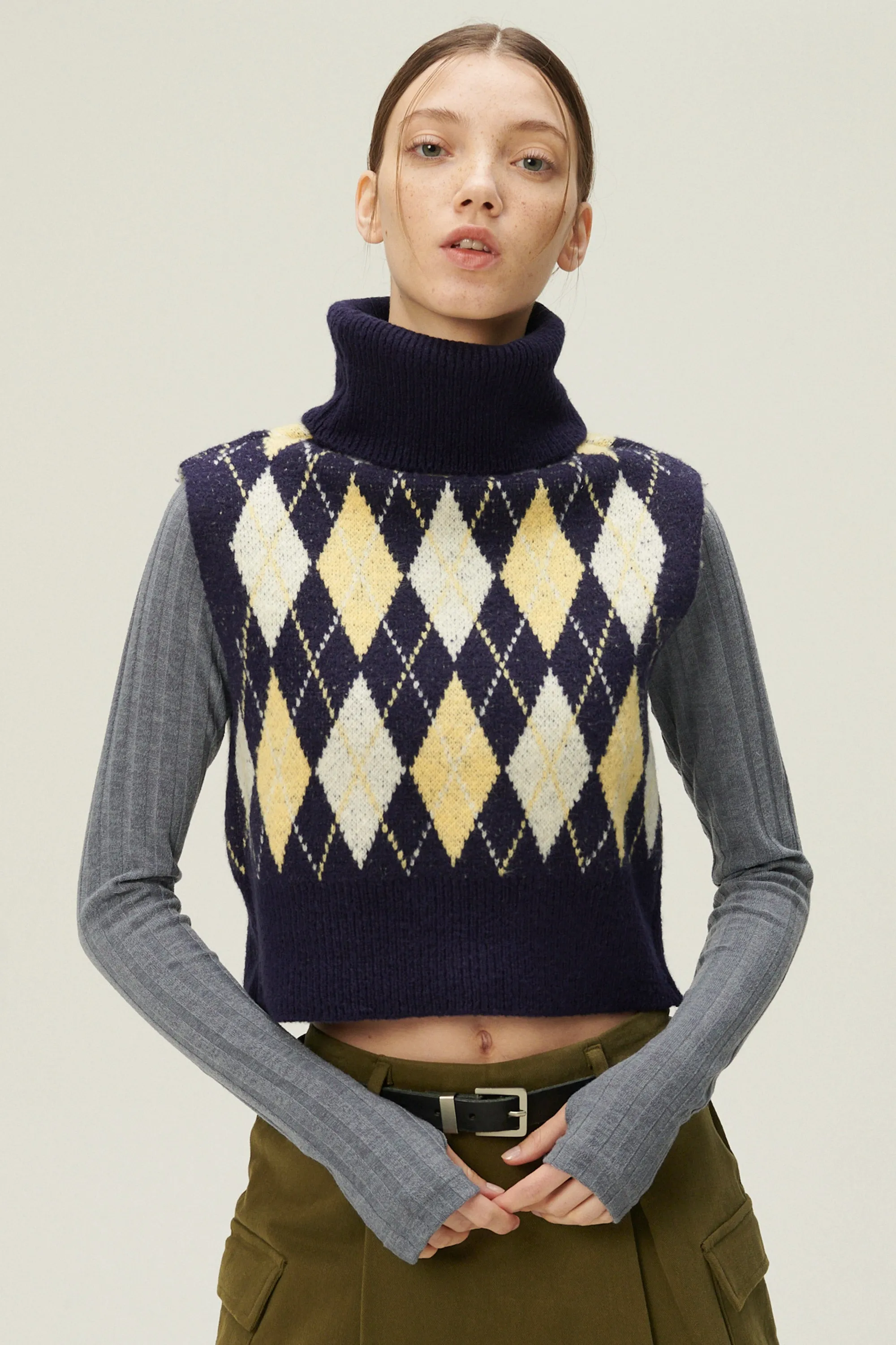 Ludi Argyle Knit Vest sold by storets