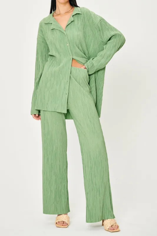 Maria Flared Leg Plisse Pants sold by storets