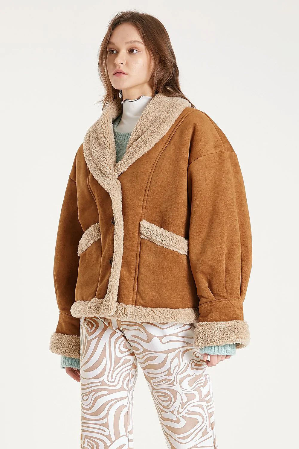 Ava Faux Shearling Jacket sold by storets product image thumbnail 3