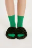 Yva Checkerboard Faux Fur Open Slipper sold by storets