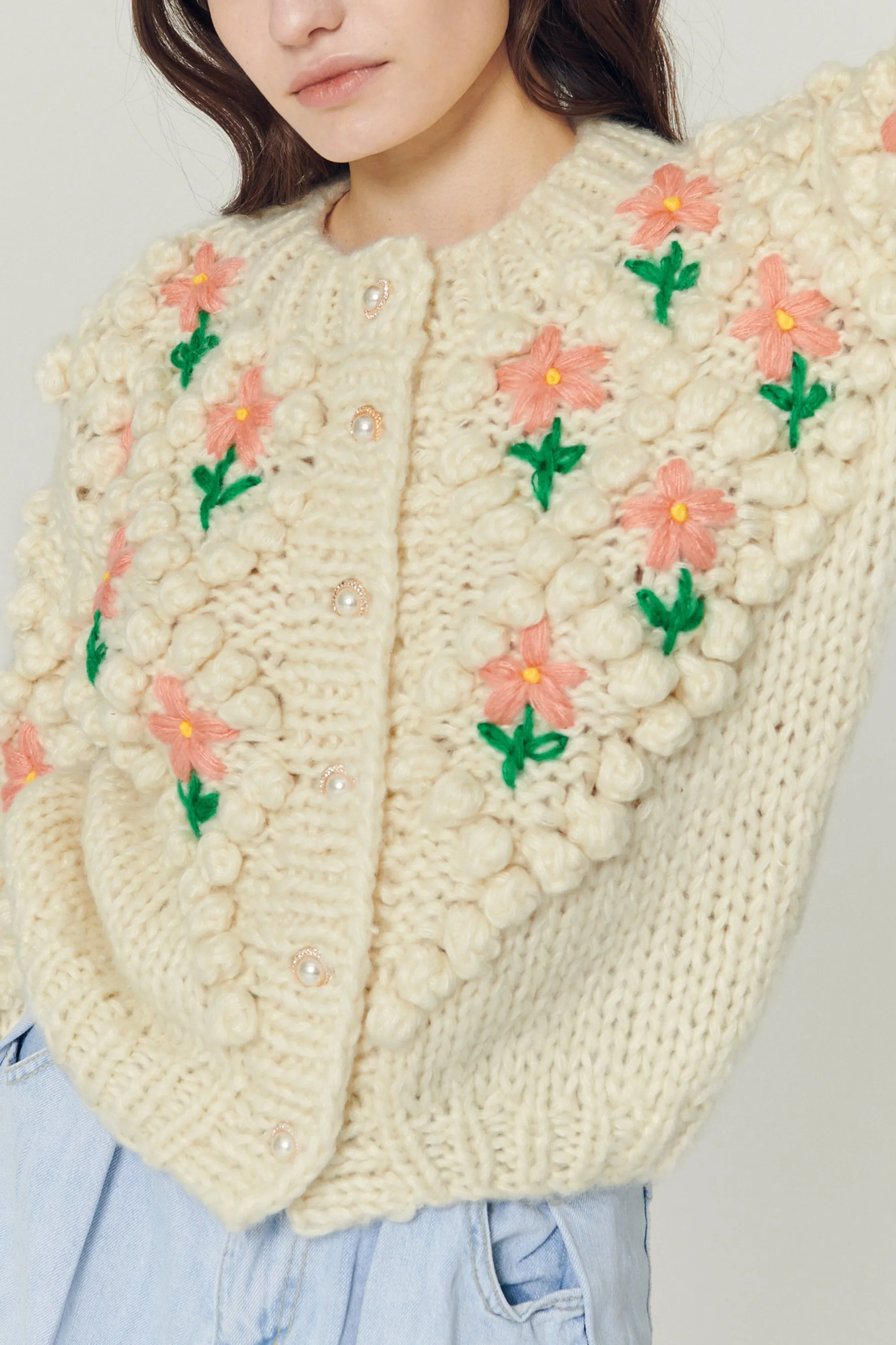 Lily Floral Embroidered Knit Cardigan sold by storets product image thumbnail 5