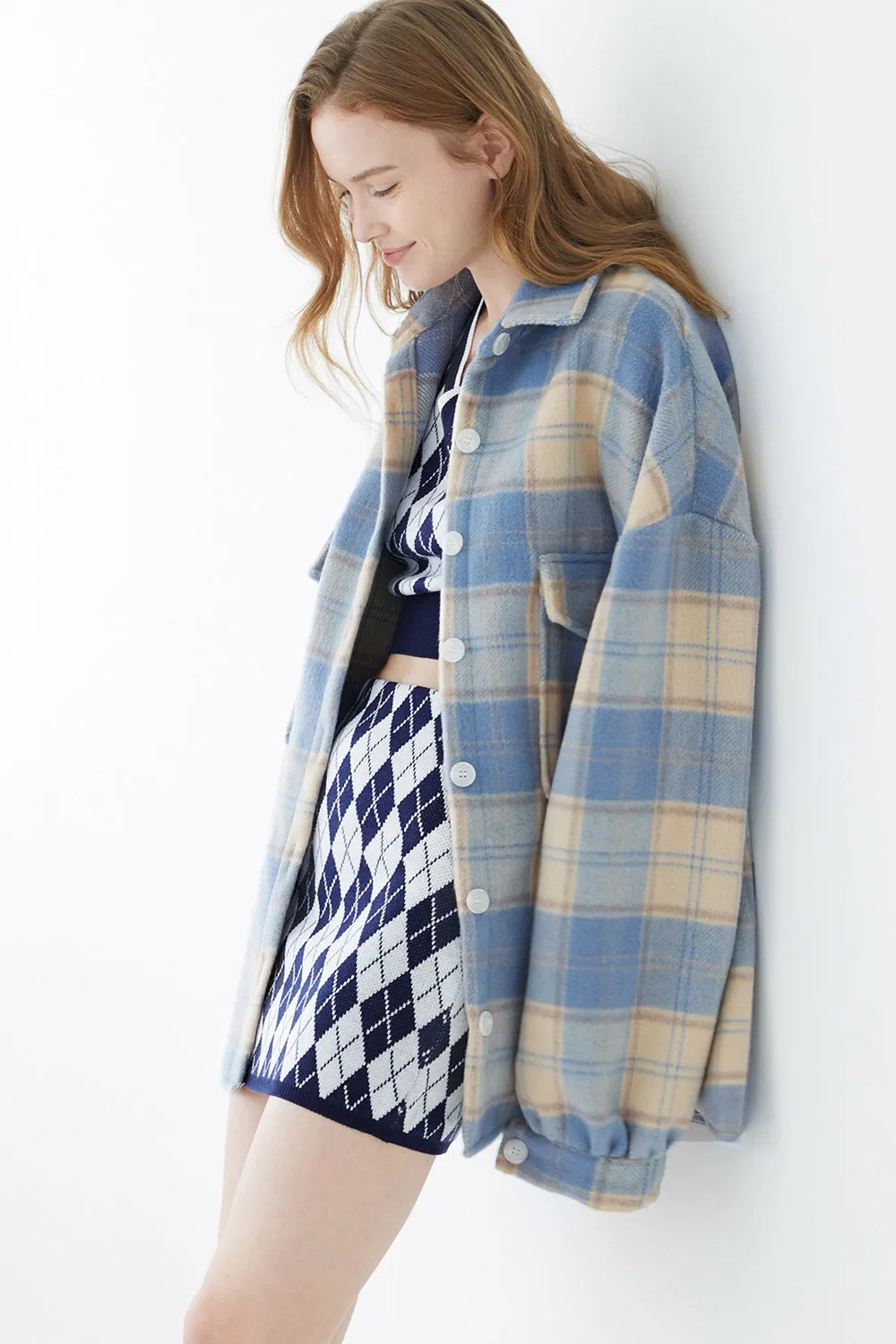 Lydia Oversized Shacket in Plaid sold by storets product image thumbnail 5