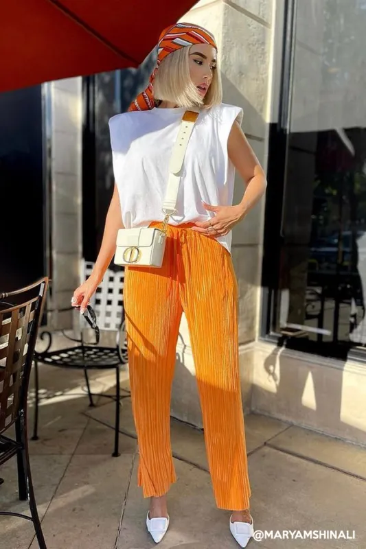 Peyton Crinkled Pleated Pants sold by storets