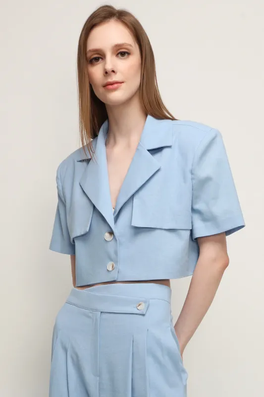 Nova Cropped Linen Blazer sold by storets