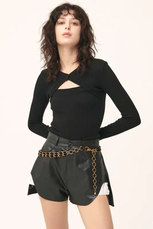 Della Cut Out Ribbed Top sold by storets