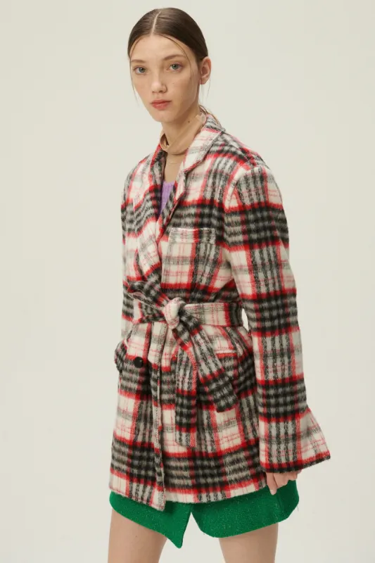 Caroline Plaid Coat w/Belt sold by storets