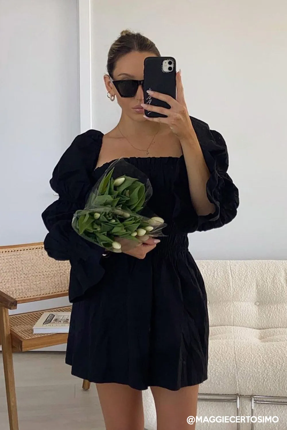 Clare Balloon Sleeve Mini Dress sold by storets