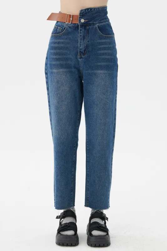 Hayden Belted Mom Jeans sold by storets