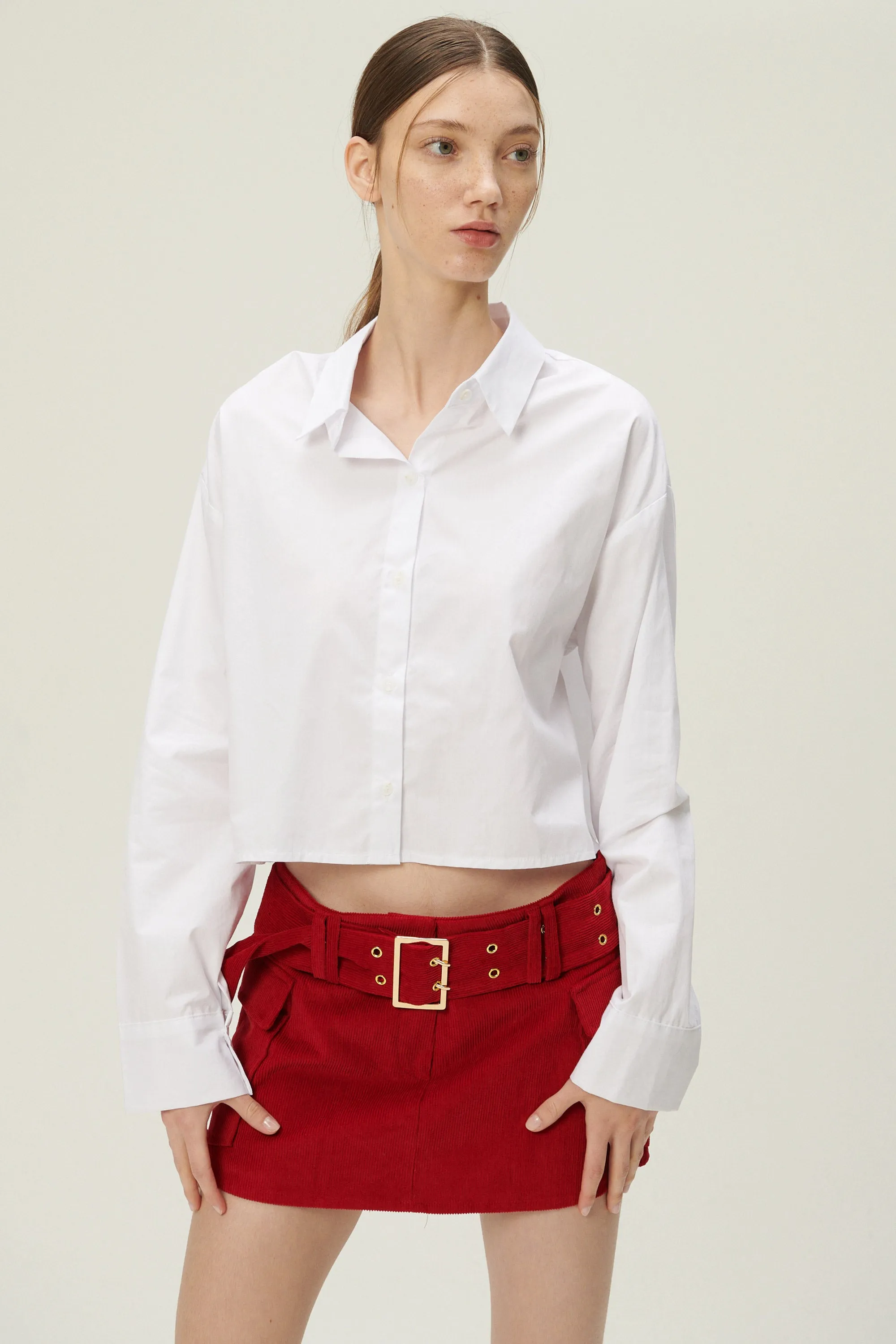 Lucy Open Back Crop Shirt sold by storets