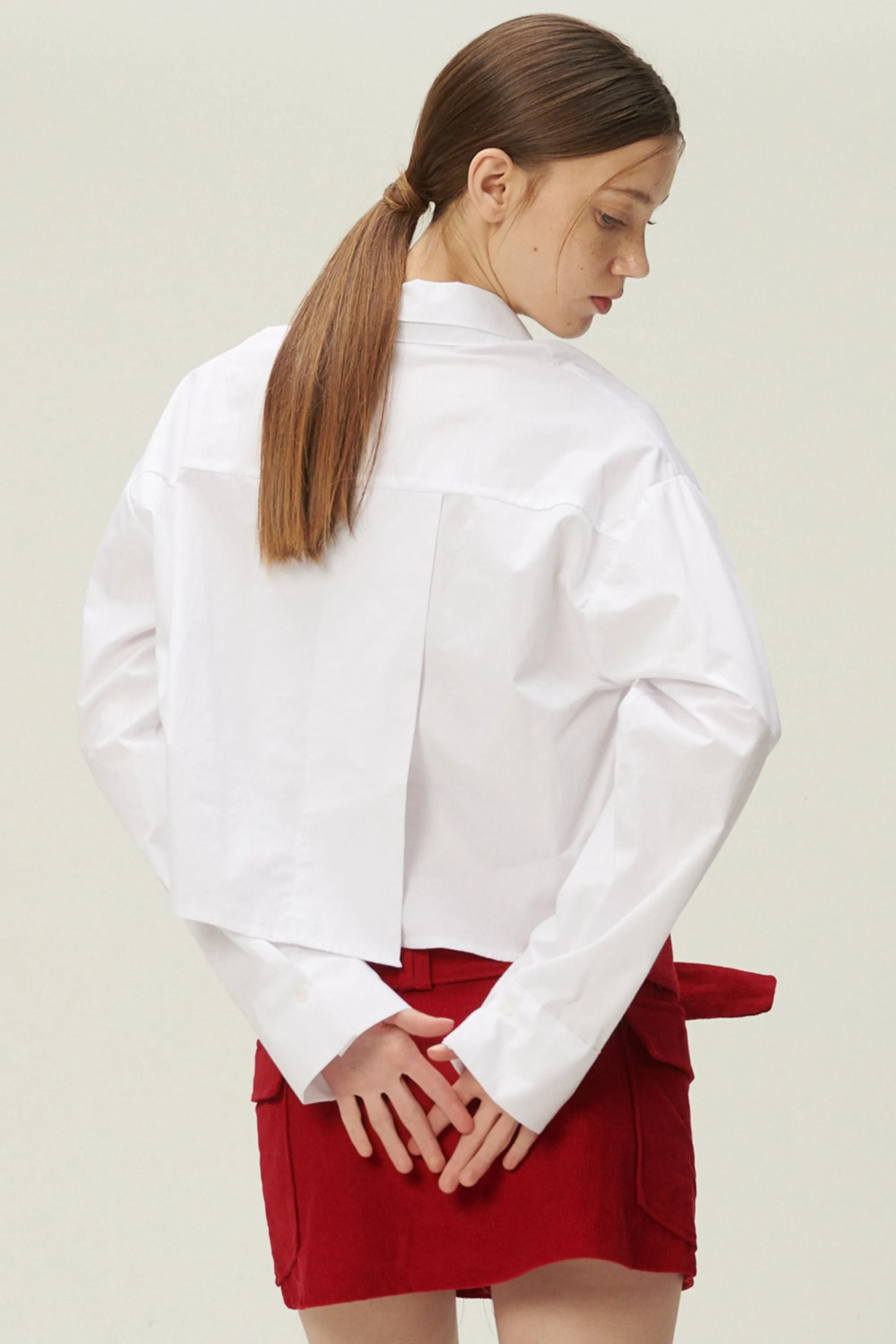 Lucy Open Back Crop Shirt sold by storets product image thumbnail 2