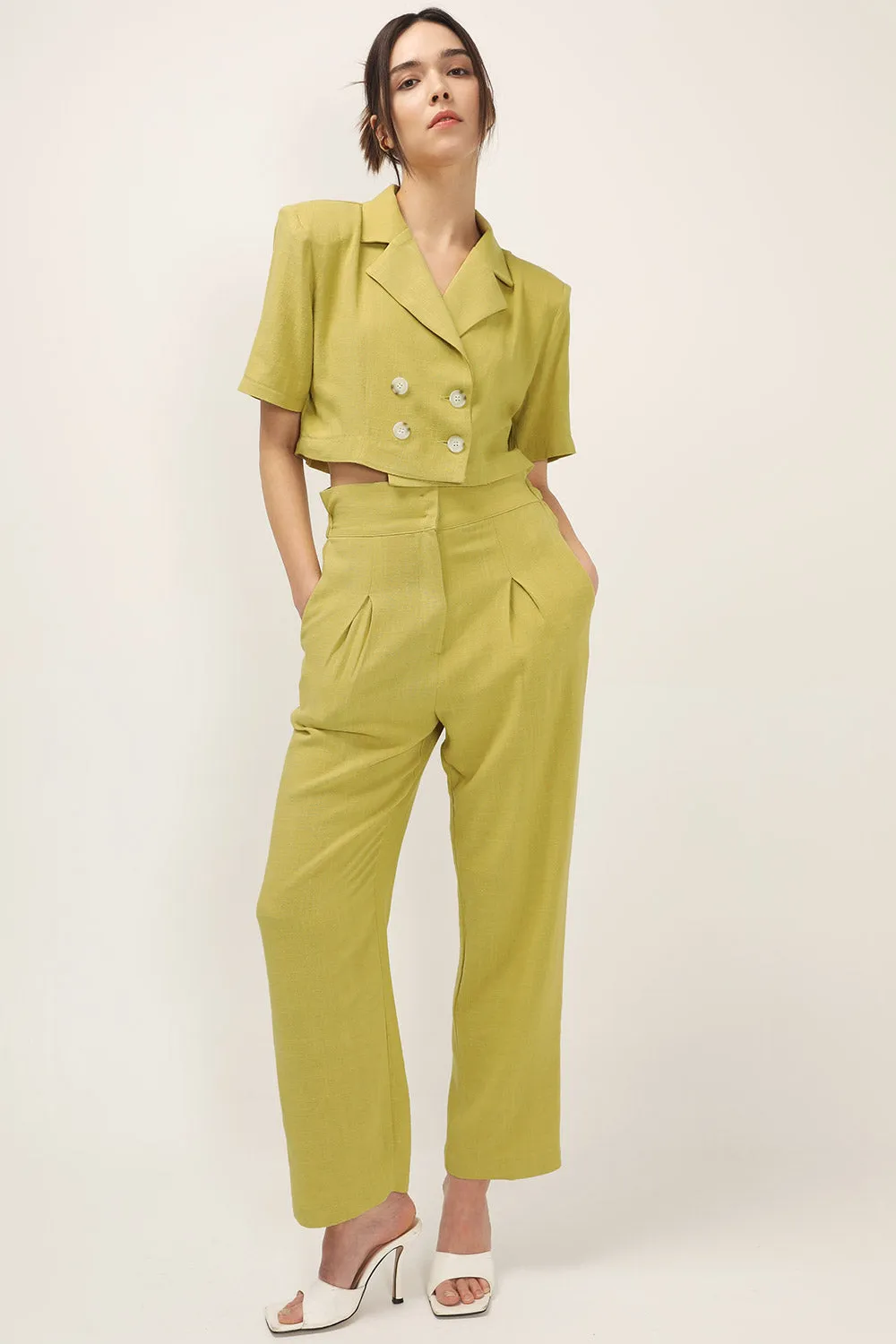 Blaire Linen Cropped Jacket sold by storets product image thumbnail 5