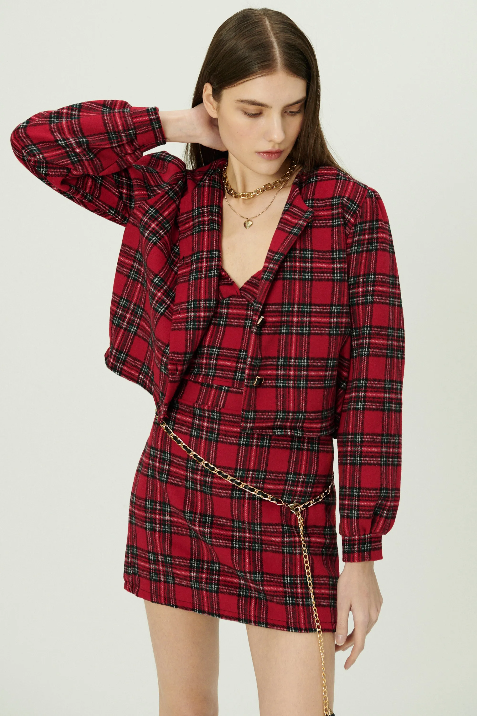Jasper Collarless Jacket in Plaid sold by storets product image thumbnail 5