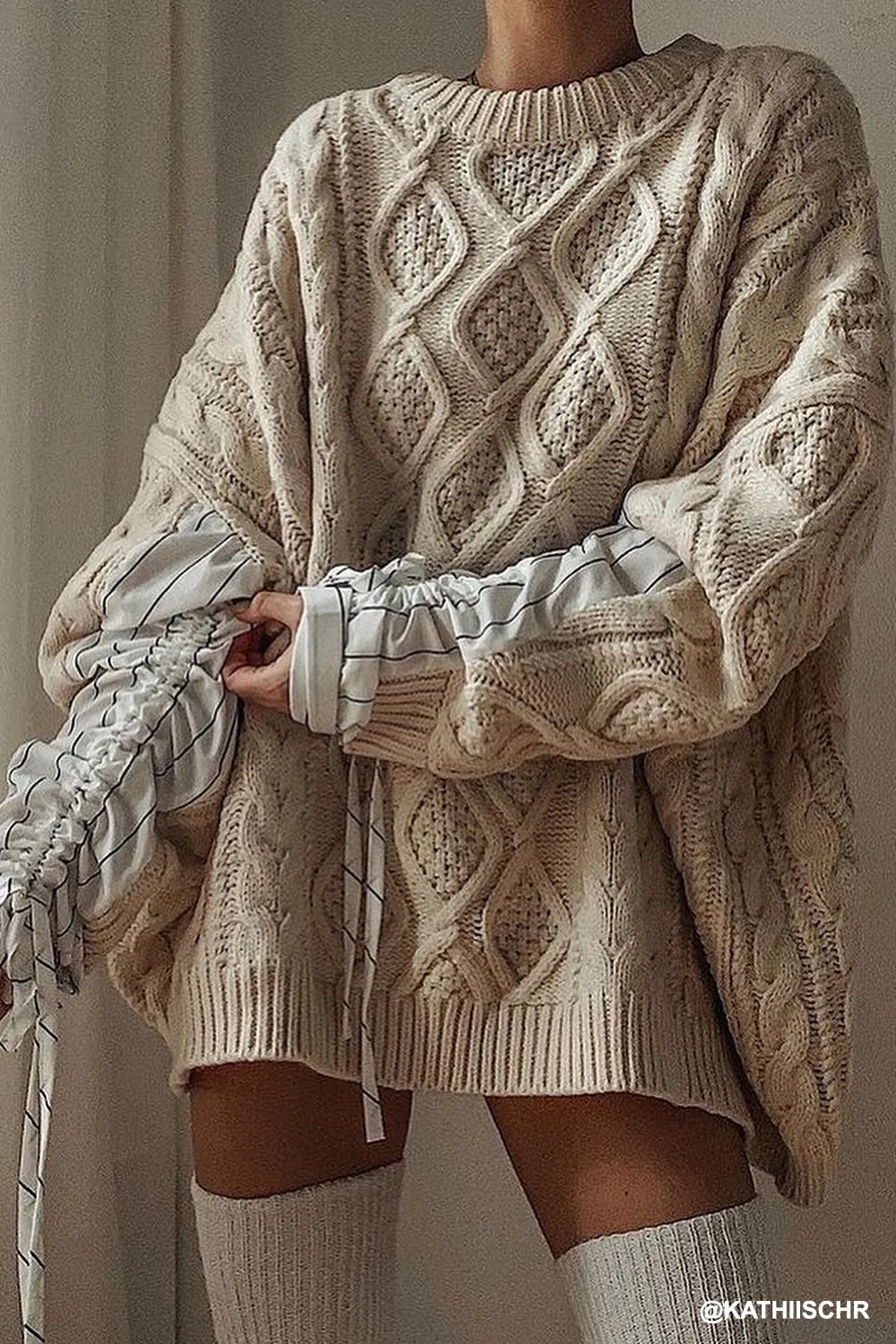 Sadie Shirt Combo Knit Pullover sold by storets