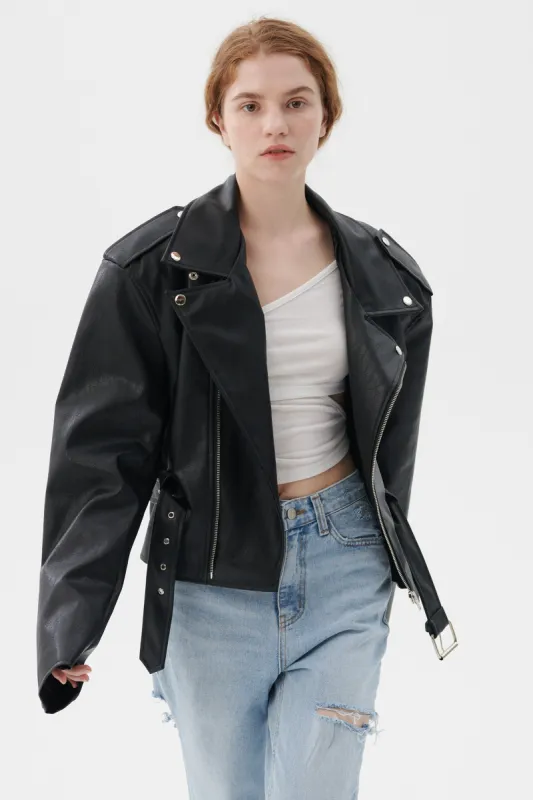 Megan Oversized Rider Jacket sold by storets