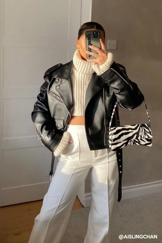 Emma Pleather Rider Jacket sold by storets